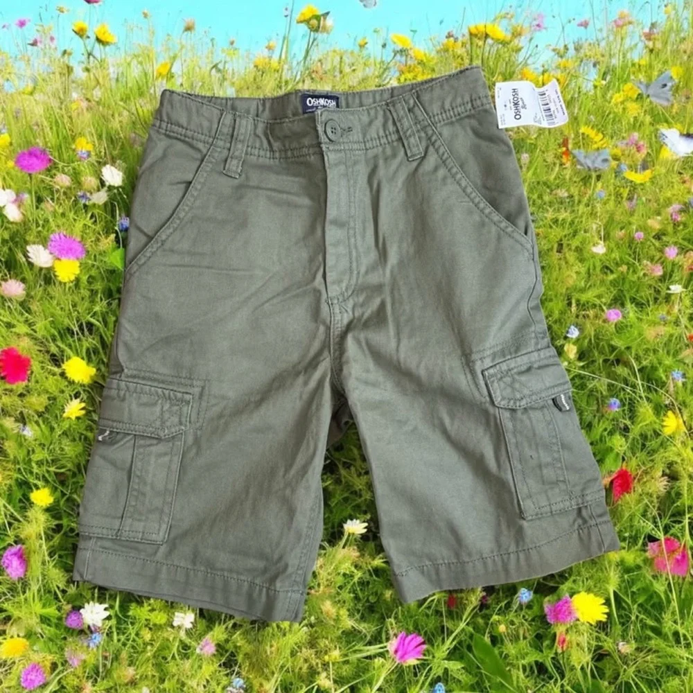 Bundle OshKosh B’gosh Olive Green Cargo Shorts and Carter’s Gray Joggers Size 7
